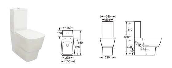 二重同じ高さの3L 6L友好的な2部分の洗面所の床の地位のWashdown WC Eco