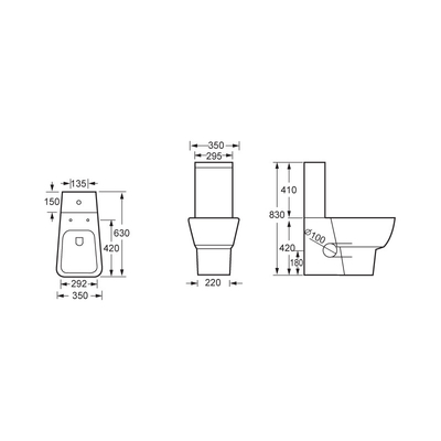 二重同じ高さの3L 6L友好的な2部分の洗面所の床の地位のWashdown WC Eco